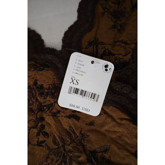 Intimately FP OB1546613 Women Sz XS Brown Slip My Mind Printed Trapeze Dress - Picture 4 of 9